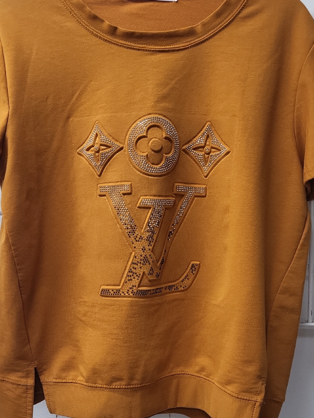 Designwr INSPIRED Embellished Logo Sweatshirt - Mustard, MEDUIM
